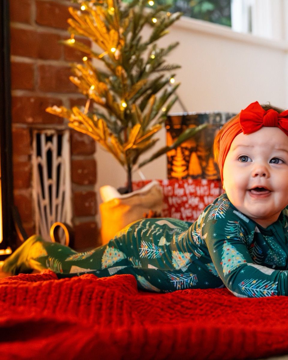 Toddler on her tummy by the hearth, calm and unhurried