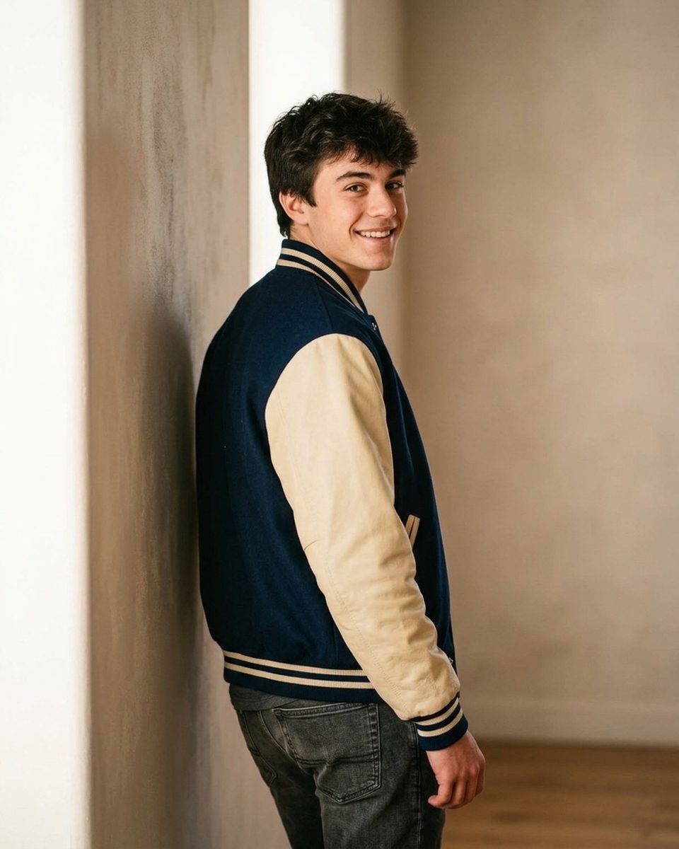 Senior turning to look back over one shoulder in soft window light